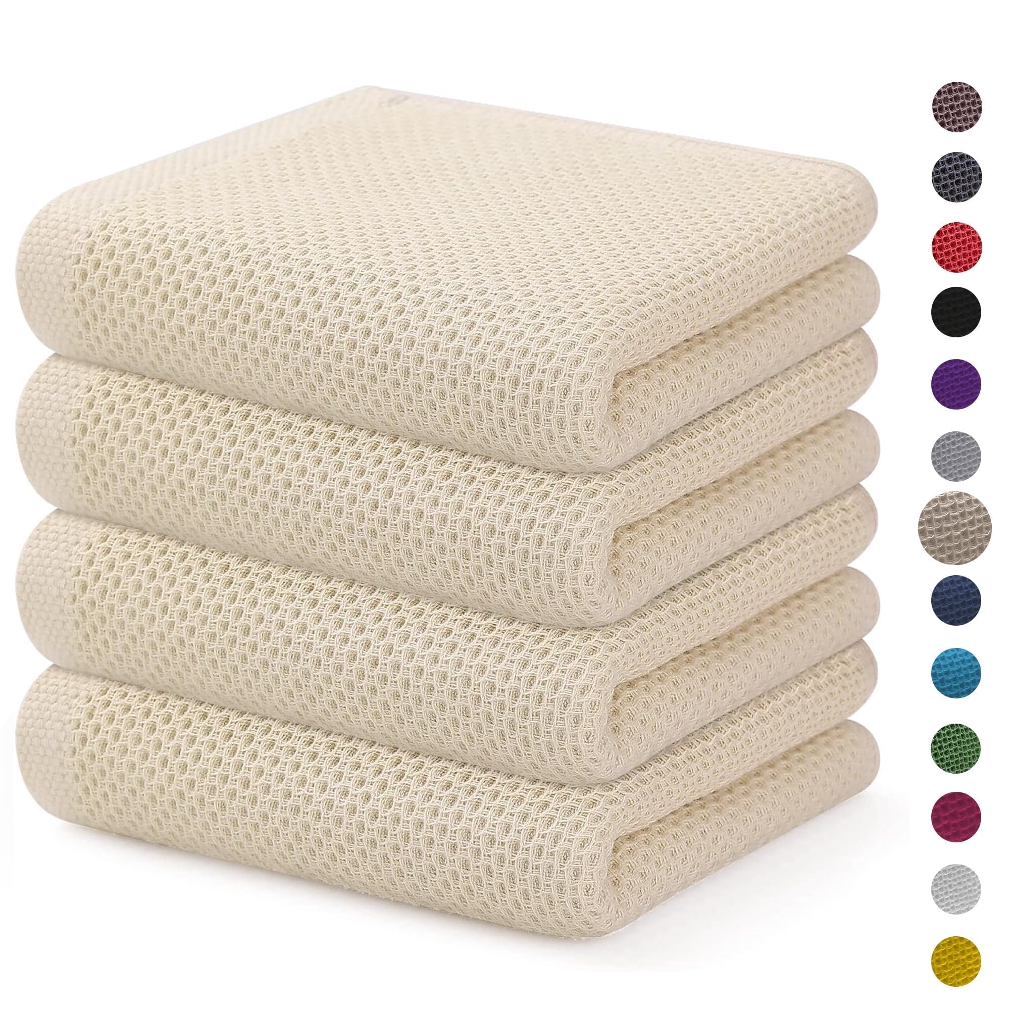 Kitchen Towels，4-Pack Dish Towels 100% Cotton Waffle Weave Ultra Soft Absorbent Quick Drying Dish Rags，Dish Cloths， Dishcloths Sets，Tea Dowels for Kitchen，Bar Towels,13x28 Inches - Walmart.com