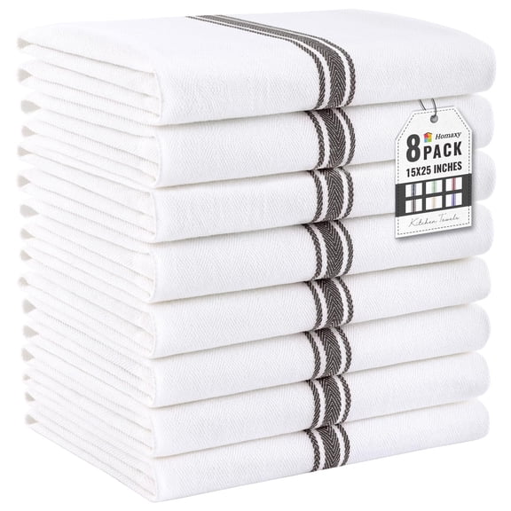 Kitchen Towels 6 Pack, 15 x 25 Inch, 100% Ring Spun Cotton Highly Absorbent Dish Towels for Kitchen Drying, Reusable Cleaning Cloths, Soft Tea Towel with Hanging Loop, Blue Stripe