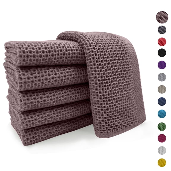 Kitchen Towels,6-Pack Dish Towels 100% Cotton Waffle Weave Ultra Soft Absorbent Quick Drying Dish Rags,Dish Cloths, Dishcloths Sets,Tea Dowels for Kitchen,Bar Towels,12x12 Inches, Brown