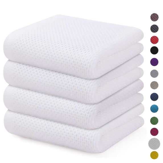 Kitchen Towels,4-Pack Dish Towels 100% Cotton Waffle Weave Ultra Soft Absorbent Quick Drying Dish Rags,Dish Cloths, Dishcloths Sets,Tea Dowels for Kitchen,Bar Towels,13x28 Inches