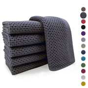 Evlmd Kitchen Towels,6-Pack Dish Towels 100% Cotton Waffle Weave Ultra Soft Absorbent Quick Drying Dish Rags,Dish Cloths, Dishcloths Sets,Tea Dowels for Kitchen,Bar Towels,12x12 Inches, Gray