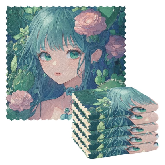 Kitchen TowelsAnime Cactus Girl11"11"One Side Printed, Polyester Fleece Soft And Skin-friendly Quality Washcloths.