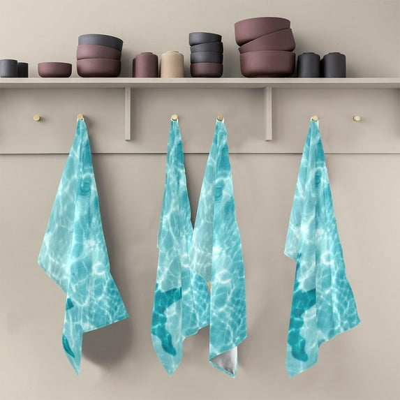 Kitchen Towels Beach Water Ripple Starfish Pattern Cleaning Towel Absorbent Hand Towels Tea Towels for Home Restaurant Dish Clean 28" x 18", 4PCS