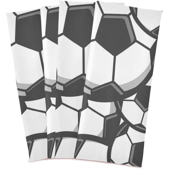 Kitchen Towels Black White Football Pattern Cleaning Towel Absorbent Hand Towels Tea Towels for Home Restaurant Dish Clean 28" x 18", 4PCS