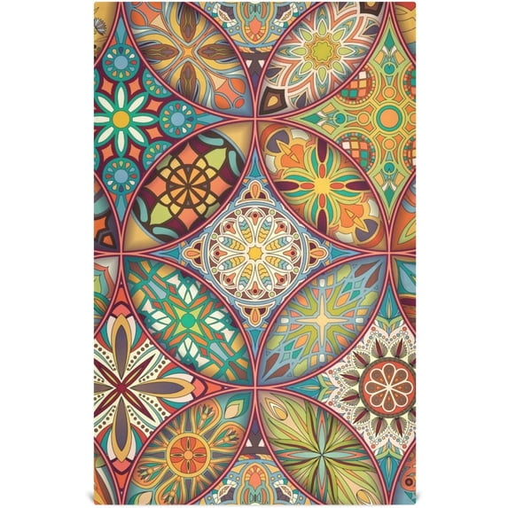 Kitchen Towels Bohemian Mandala Pattern Cleaning Towel Absorbent Hand Towels Tea Towels for Home Restaurant Dish Clean 28" x 18", 4PCS
