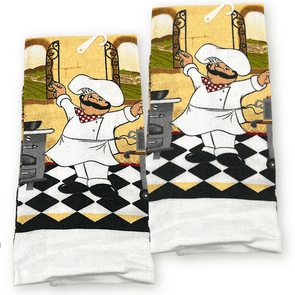 Kitchen Towels - Chef Theme - 4 Pack Dish Towel Chef Classic theme - Kitchen Gadgets