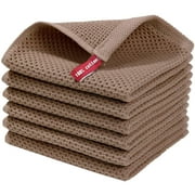 Kitchen Towels Cotton Brown Kitchen Dish Cloths Weave Ultra Soft Absorbent Dish Towels Quick Drying Dish Rags 12x12inches 5PC