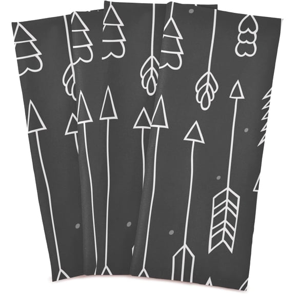 Kitchen Towels Cute Arrows Black Pattern Cleaning Towel Absorbent Hand Towels Tea Towels for Home Restaurant Dish Clean 28" x 18", 4PCS