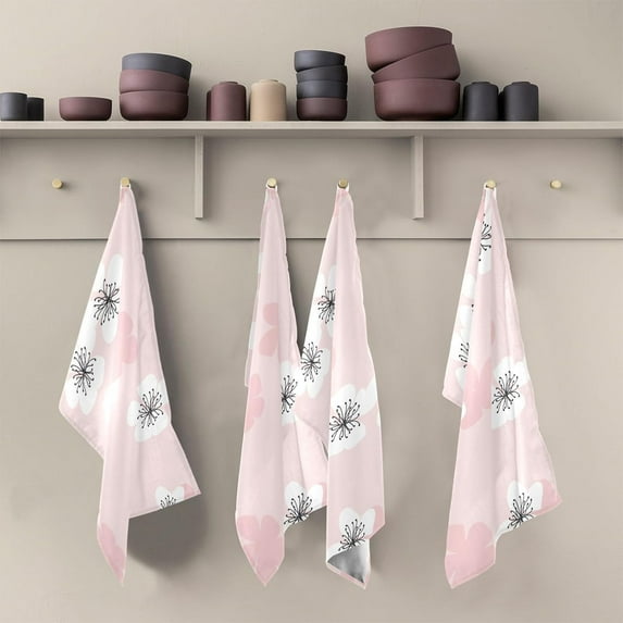 Kitchen Towels Cute Flower Pattern Cleaning Towel Absorbent Hand Towels Tea Towels for Home Restaurant Dish Clean 28" x 18", 6PCS