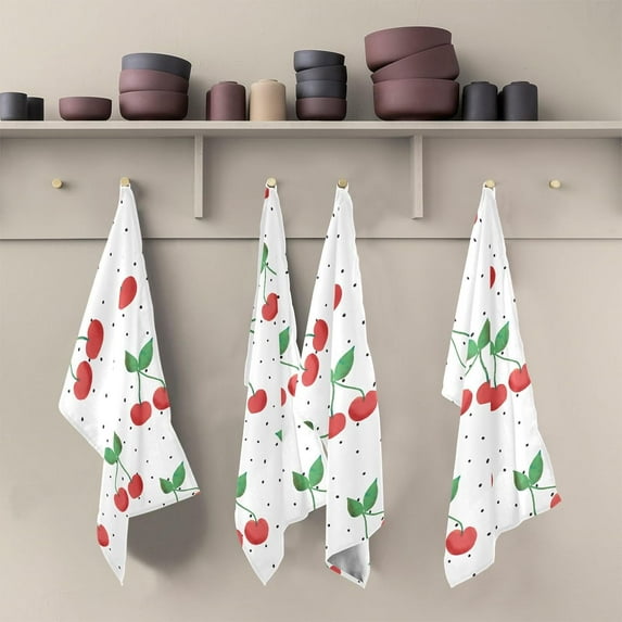 Kitchen Towels Cute Fruit Pattern Cleaning Towel Absorbent Hand Towels Tea Towels for Home Restaurant Dish Clean 28" x 18", 6PCS