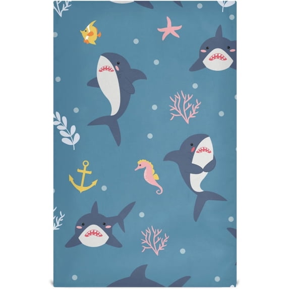 Kitchen Towels Cute Sharks Pattern Cleaning Towel Absorbent Hand Towels Tea Towels for Home Restaurant Dish Clean 28" x 18", 1PC