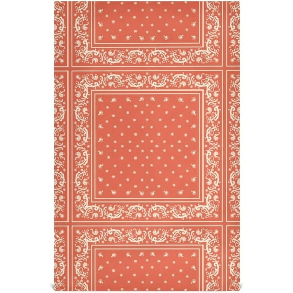 Kitchen Towels Ethnic Ceramic Red Pattern Cleaning Towel Absorbent Hand Towels Tea Towels for Home Restaurant Dish Clean 28" x 18", 1PC
