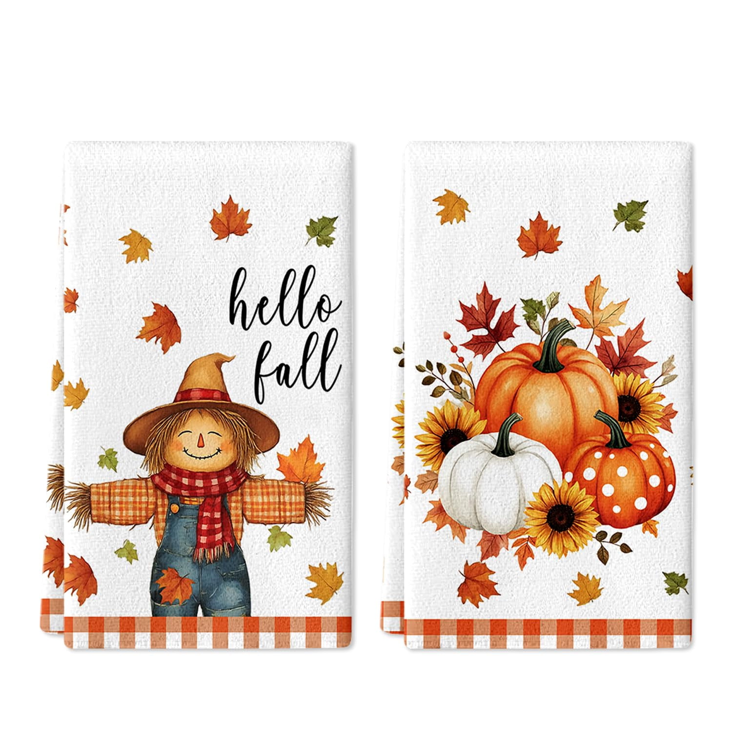 Kitchen Towels Fall Scarecrow Kitchen Towels Sets of 2, 18x26 in Autumn ...