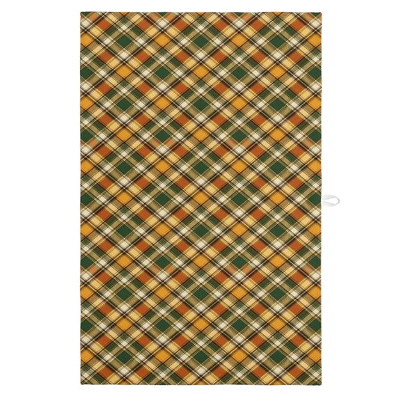 Kitchen Towels Farmhouse Plaid Green Orange Dish Towels-1 Pack,Highly Absorbent Tea Towel with Hanging Loop,Classic Gingham Check Soft Hand Towels for Drying and Cleaning Dishes