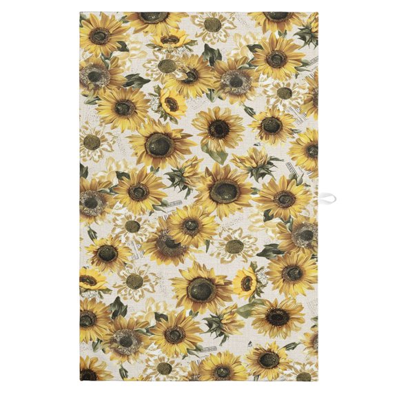 Kitchen Towels Farmhouse Vintage Sunflower Dish Towels-1 Pack,Highly Absorbent Tea Towel with Hanging Loop,Rustic Flower Retro Linen Soft Hand Towels for Drying and Cleaning Dishes