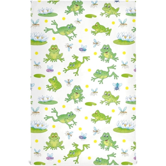 Kitchen Towels Funny Frogs & Lilies Pattern Cleaning Towel Absorbent Hand Towels Tea Towels for Home Restaurant Dish Clean 28" x 18", 1PC Washcloth Gift