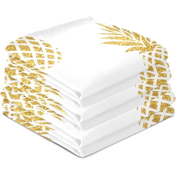 Kitchen Towels Golden Pineapples Pattern Pattern Cleaning Towel Absorbent Hand Towels Tea Towels for Home Restaurant Dish Clean 28" x 18", 6PCS