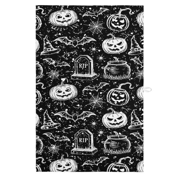 Kitchen Towels Halloween Theme Pumpkin Dish Towels-1 Pack,Highly Absorbent Tea Towel with Hanging Loop,Witch Pattern Bat on Black Soft Hand Towels for Drying and Cleaning Dishes
