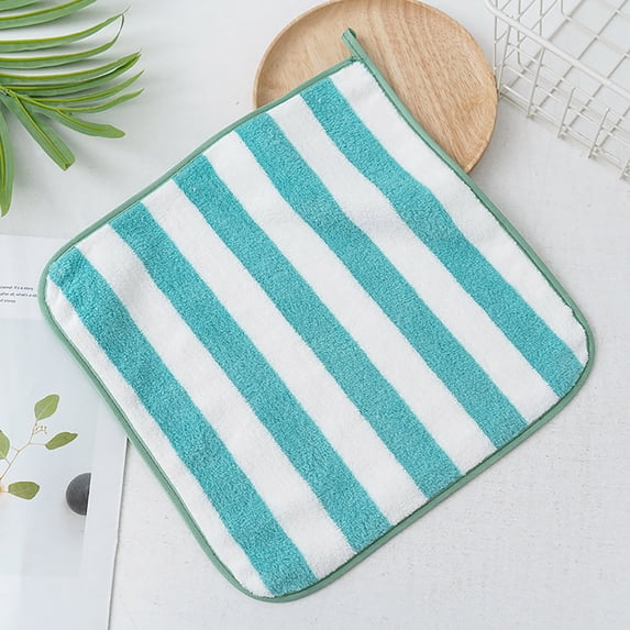 Kitchen Towels with Hanging Loop, Hanging Kitchen Towels, Soft Absorbent Small Kitchen Hand Towels, Striped Hanging Loop Hand Towels, Multipurpose Stripe Bathroom Hand Cloths 1Pcs