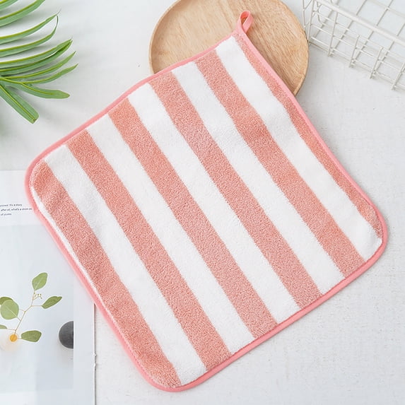 Kitchen Towels with Hanging Loop, Hanging Kitchen Towels, Soft Absorbent Small Kitchen Hand Towels, Striped Hanging Loop Hand Towels, Multipurpose Stripe Bathroom Hand Cloths 1Pcs