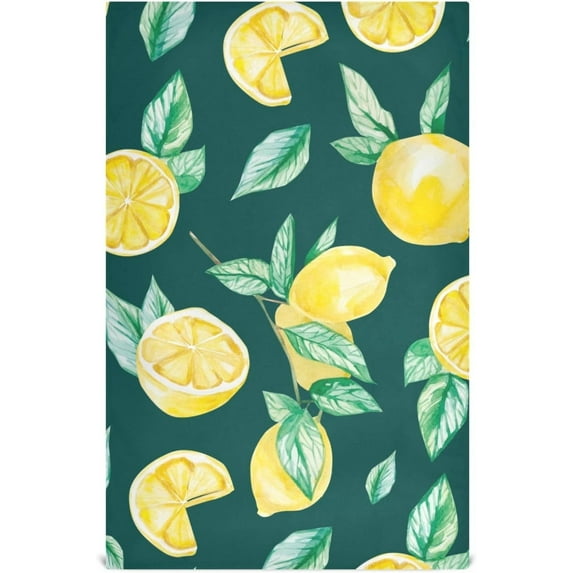 Kitchen Towels Lemon & Leaf Pattern Cleaning Towel Absorbent Hand Towels Tea Towels for Home Restaurant Dish Clean 28" x 18", 1PC