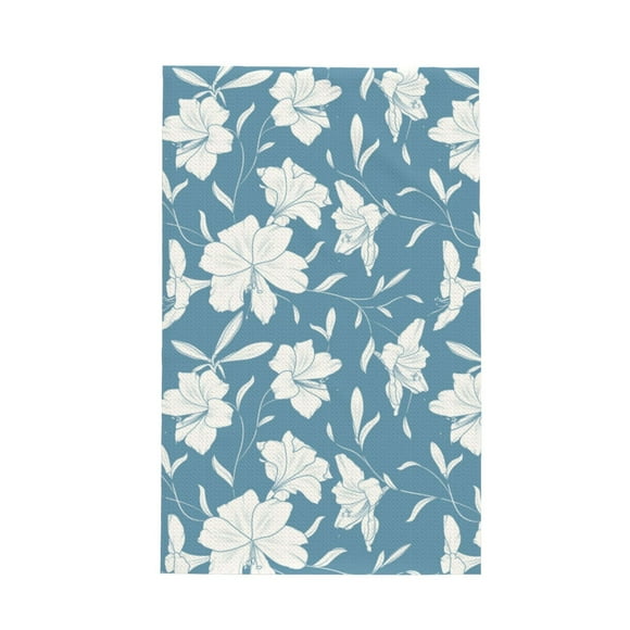 Kitchen Towels - Lilies Flowers Light Blue Absorbent Quick Drying Dish Towels for Kitchen Drying, Cute Funny Soft Hand Towels for Kitchen Decor with Lanyard