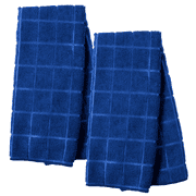Kitchen Towels - Navy Blue Windowpane Pattern Kitchen Towels, 15x25 in. - 2 Kitchen Towels