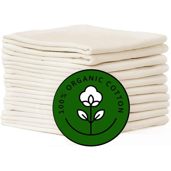 Kitchen Towels | Organic Cotton Blank Towels | Hand-Embroidered Tea Towels | Flat and Thick, Absorbent and Quick Drying | Bakery Bread Moisture-Proof Breathable Tablecloths Set of 10, 28 x 28 Inches