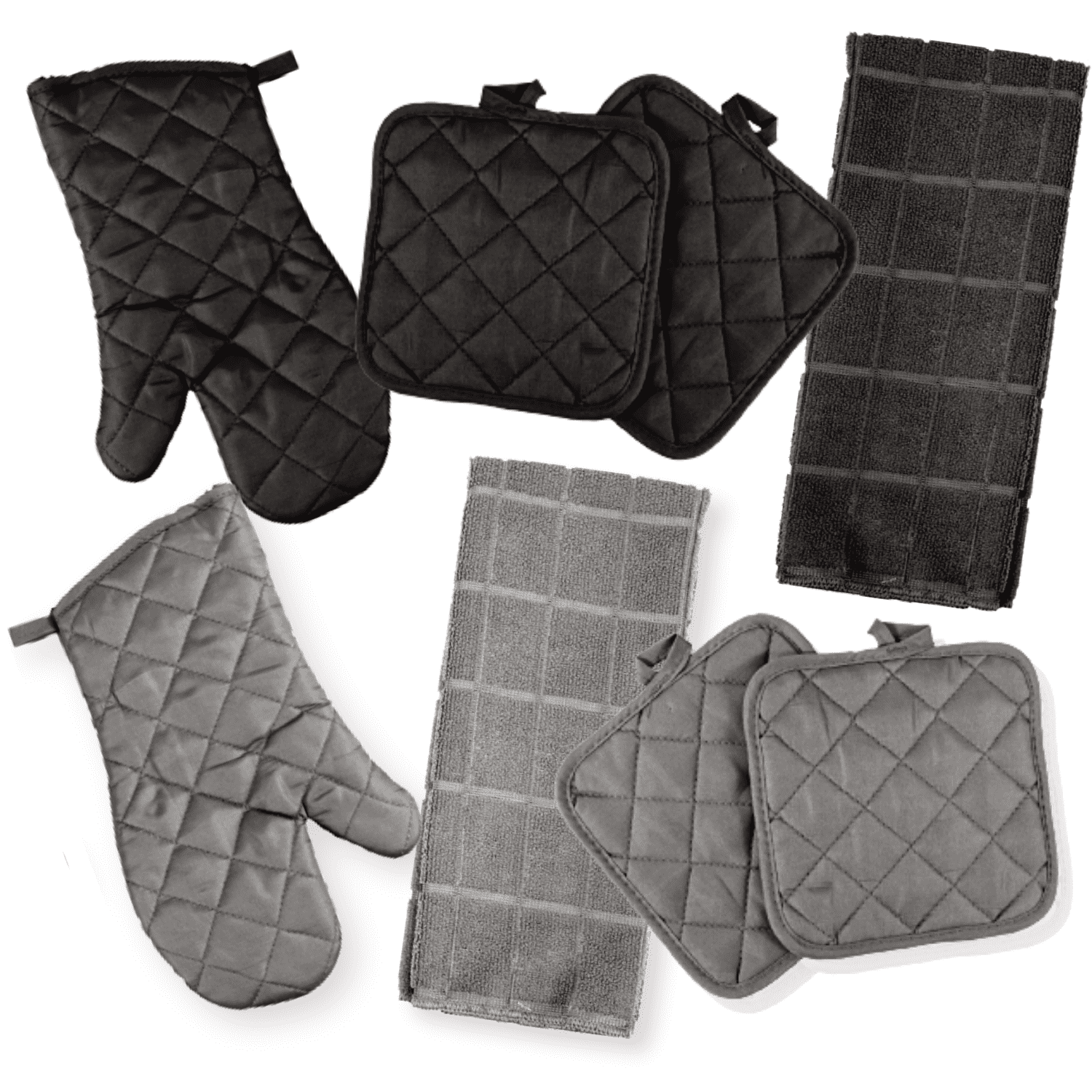 Kitchen Towels, Oven Mitts, Potholders, Kitchen Towel Set 8 Pc Gray ...