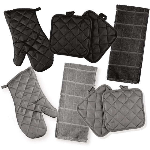 Kitchen Towels, Oven Mitts, Potholders, Kitchen Towel Set 8 Pc Gray