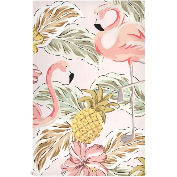 Kitchen Towels Pink Flamingo Tropical Pineapple Pattern Cleaning Towel Absorbent Hand Towels Tea Towels for Home Restaurant Dish Clean 28" x 18", 1PC