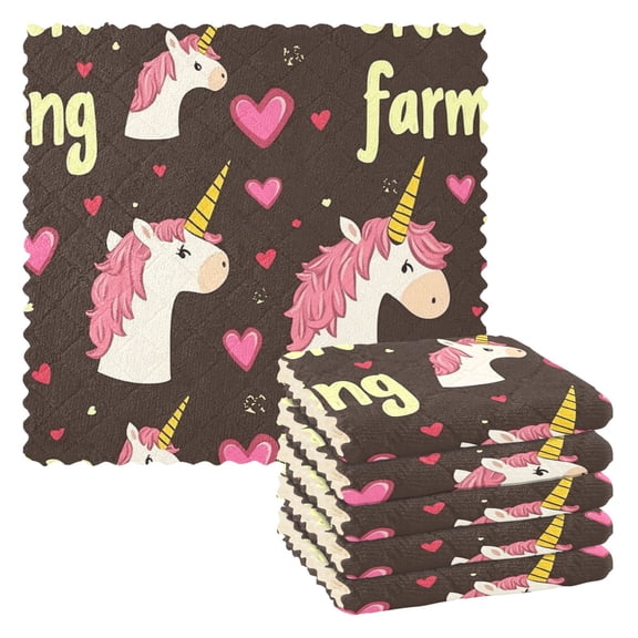 Kitchen Towels，Pink Mane11"×11"One Side Printed, Polyester Fleece Soft And Skin-friendly Quality Washcloths.