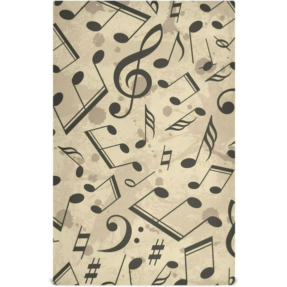 Kitchen Towels Retro Musical Notes Pattern Cleaning Towel Absorbent Hand Towels Tea Towels for Home Restaurant Dish Clean 28" x 18", 1PC Washcloth Gift