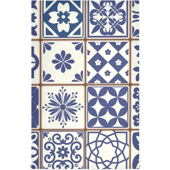 Kitchen Towels Retro Talavera Ceramic Pattern Cleaning Towel Absorbent Hand Towels Tea Towels for Home Restaurant Dish Clean 28" x 18", 1PC