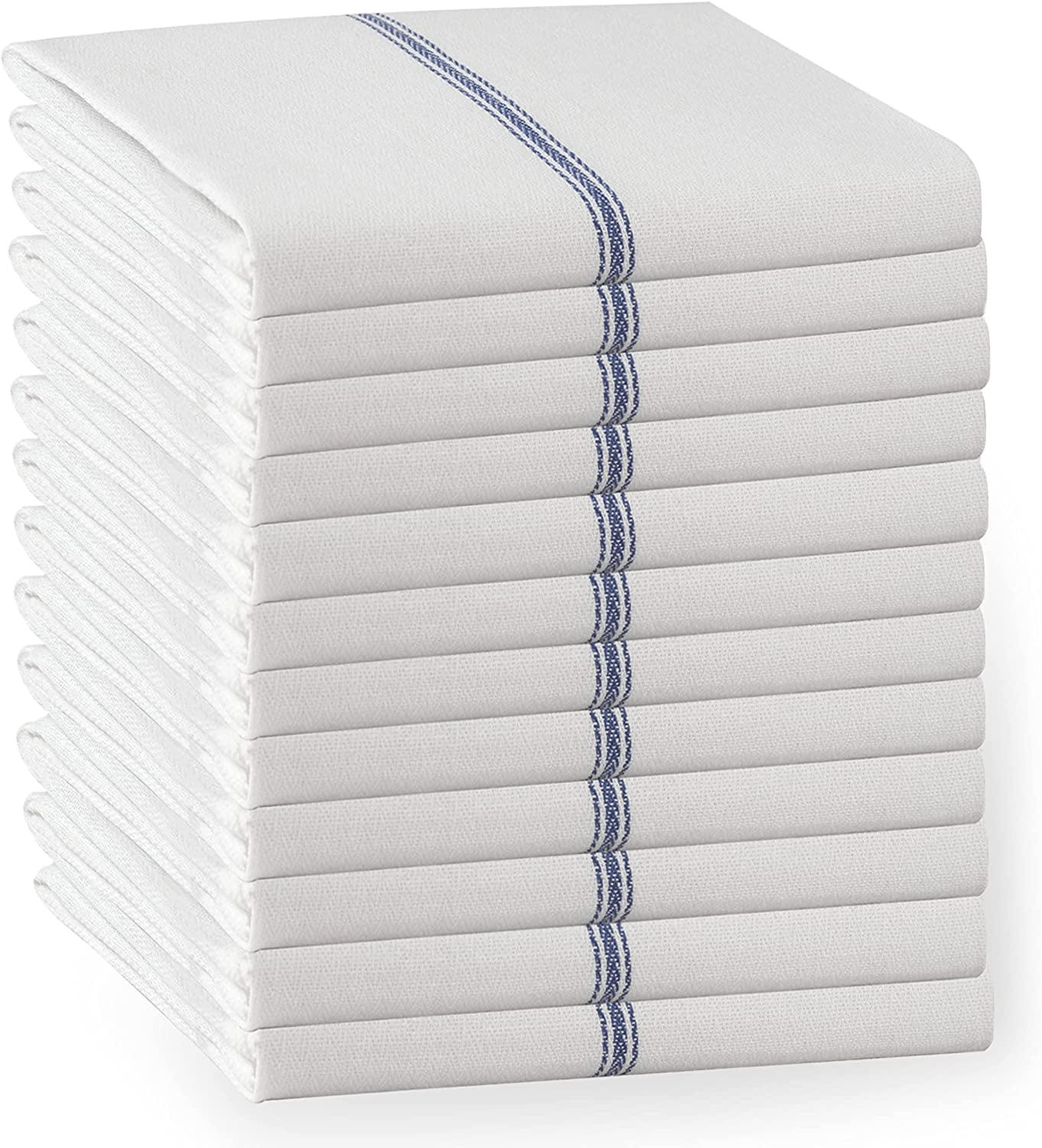 Kitchen Towels Set - 100% Pure Cotton Dish Towels for Kitchen, Super Absorbent Kitchen Hand Towel, Blue Tea Towels, Soft & Durable Dish Cloths, Pack of 12 – 15”x25”, Blue Stripe