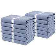 Kitchen Towels Set - 100% Pure Cotton Super Absorbent Hand Towel, Grey Tea Towels, Soft & Durable, Pack of 12 – 15”x25”, Blue Chambray