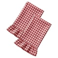thumbnail image 1 of Kitchen Towels Set of 2, 100% Cotton Ruffled Gingham Dish Towels 17.7x29.5in Tea Cloths Classic Plaid Pattern for Farmhouse Charm, Drying Dishes, Entertaining Guests (Red), 1 of 1