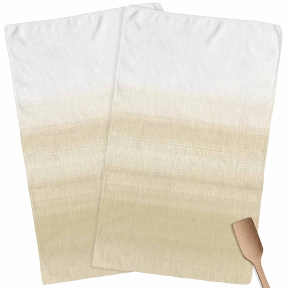 Kitchen Towels Set of 2 Beige White Dish Towels and Dishcloths Sets Tea Towel Ombre Abstract Absorbent Hand Towels for Kitchen Bathroom Drying Cleaning Baking Home Decor