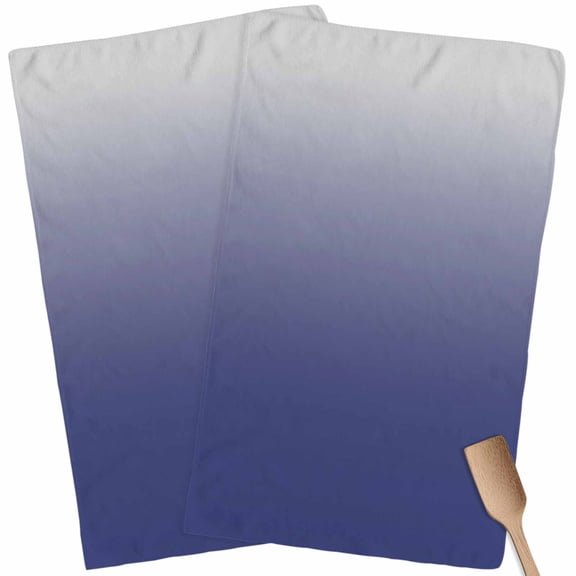 Kitchen Towels Set of 2 Blue and Grey Ombre Dish Towels and Dishcloths Sets Tea Towel Gradient Gradual Color Absorbent Hand Towels for Kitchen Bathroom Drying Cleaning Baking Home Decor