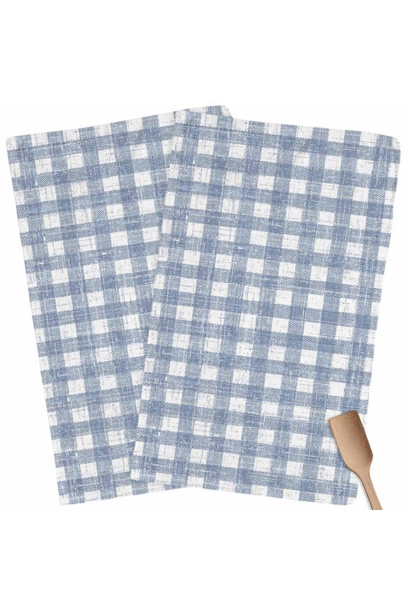 Kitchen Towels Set of 2 Buffalo Plaid Dish Towels and Dishcloths Sets Tea Towel Blue Classic Checked Stripes Absorbent Hand Towels for Kitchen Bathroom Drying Cleaning Baking Home Decor