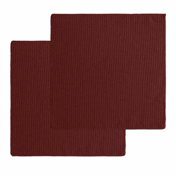 Kitchen Towels Set of 2 Burgundy Red Dish Towel,12x12in Microfiber Absorbent Hand Towels Dark Maroon Waffle Weave Quick Drying Tea Towel Cleaning Cloths