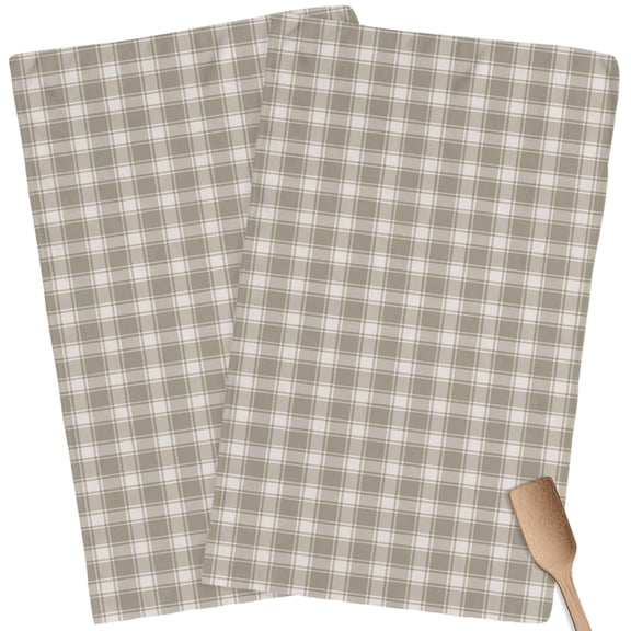 Kitchen Towels Set of 2 Khaki Buffalo Plaid Dish Towels and Dishcloths Sets Tea Towel Weave Checked Lines Absorbent Hand Towels for Kitchen Bathroom Drying Cleaning Baking Home Decor