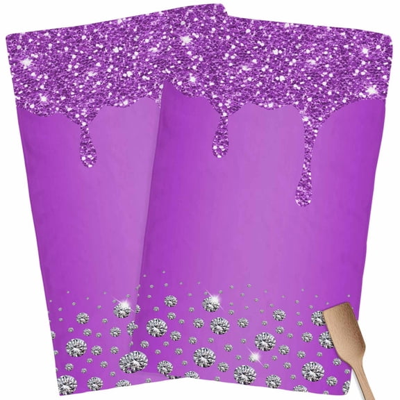 Kitchen Towels Set of 2 Purple Diamond Dish Towels and Dishcloths Sets Tea Towel Luxury Bling Water Drop Absorbent Hand Towels for Kitchen Bathroom Drying Cleaning Baking Home Decor
