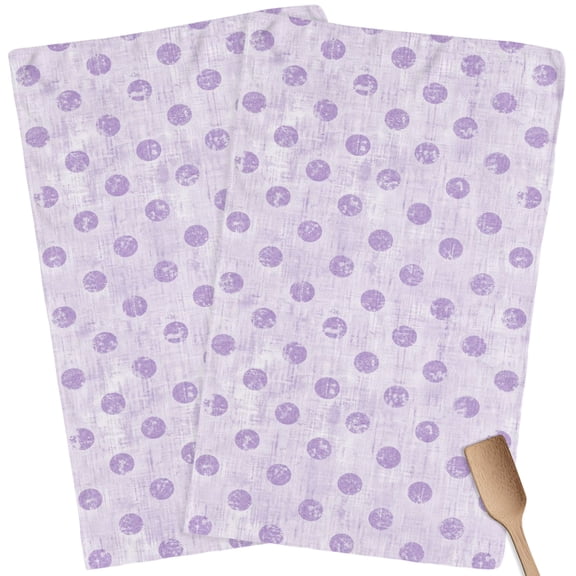 Kitchen Towels Set of 2 Purple Polka Dots Dish Towels and Dishcloths Sets Tea Towel Modern Artistic Spots Absorbent Hand Towels for Kitchen Bathroom Drying Cleaning Baking Home Decor