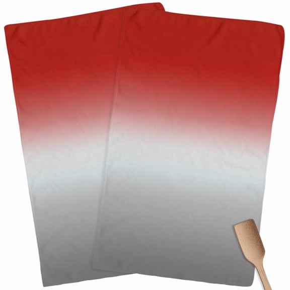 Kitchen Towels Set of 2 Red Grey Ombre Dish Towels and Dishcloths Sets Tea Towel Gradient Gradual Color Absorbent Hand Towels for Kitchen Bathroom Drying Cleaning Baking Home Decor