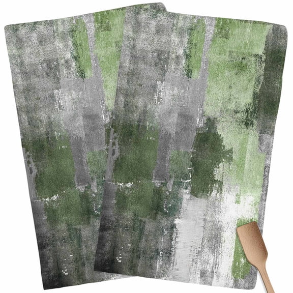Kitchen Towels Set of 2 Sage Green Gray Block Dish Towels and Dishcloths Sets Tea Towel Modern Abstract Art Absorbent Hand Towels for Kitchen Bathroom Drying Cleaning Baking Home Decor