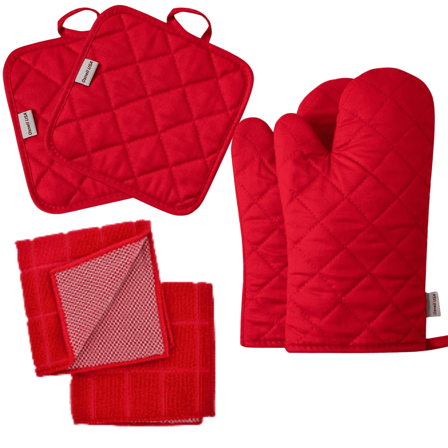Osnell USA 7-Piece Kitchen Set: Microfiber Dish Cloths, Pot Holders ...