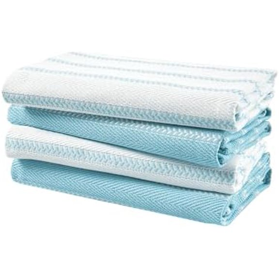Kitchen Towels Set - Pack of 4 Cotton Dish Towels for Drying Dishes, 18”x 28”, Kitchen Hand Towels, Absorbent Tea, Dish Towels, Quick Drying Towel Set - Aqua