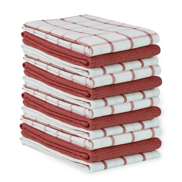 Kitchen Towels Set - Pack of 12 Cotton Dish Towels for Drying Dishes, 18”x 28”, Kitchen Hand Towels, Quick Drying Kitchen Towel Set - Christmas Red