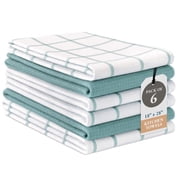 Kitchen Towels Set - Pack of 6 Cotton Dish Towels for Drying Dishes, 18 x 28 , Kitchen Hand Towels, Quick Drying Kitchen Towel Set - Aqua